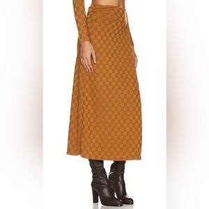 House of Harlow 1960 x REVOLVE Hailes Midi Skirt Golden Brown Checkered Medium M